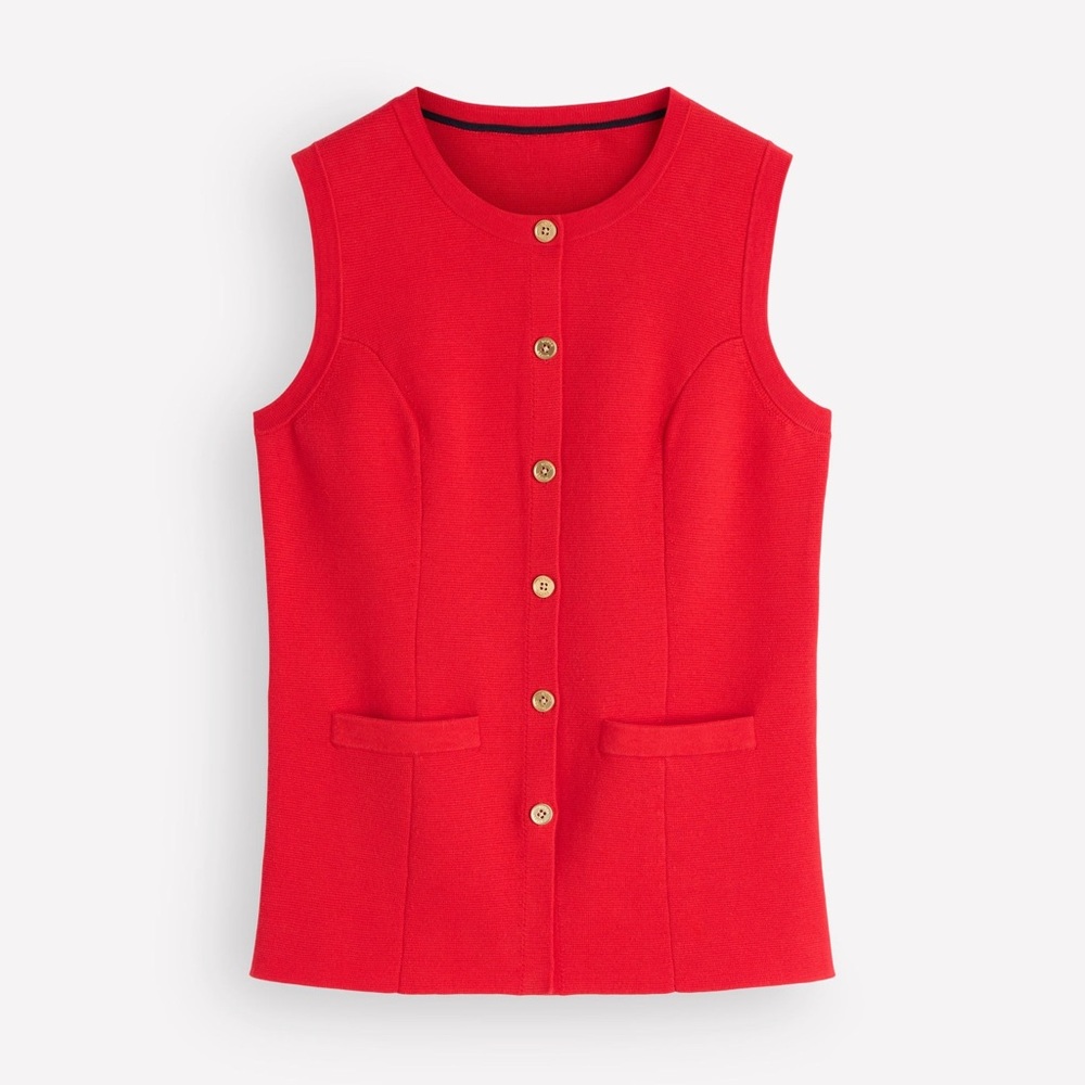 NWT Boden Crew Milano Knit Waistcoat in Poppy Red - Picture 6 of 11